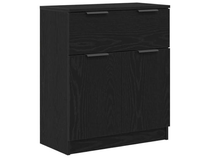 GHVBNMF Sideboard Schwarz Eichen-Optik 60x30x70 cm Kommode mit Türen Stilvolles Möbelstück für Wohnzimmer, Essbereich und Flur mit robusten Stahlgriffen und vielseitig nutzbarem Stauraum.