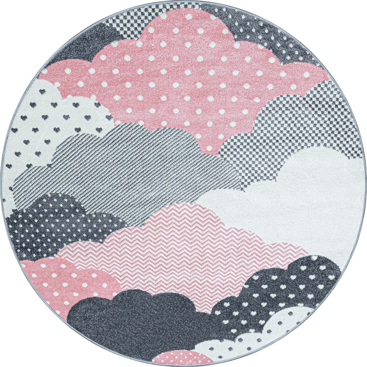 Ayyildiz Kinderkleed met Wolkendesign, Roze, Rond, Polypropyleen