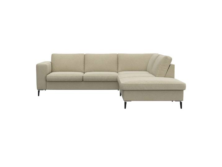 Ecksofa, Polyester, Sandy Beige 241×225 cm, Mit Stauraum & Breiten Armlehnen, Klassisch, FLEXLUX