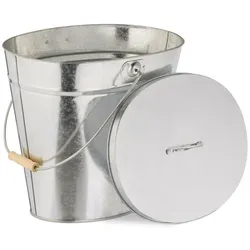 Relaxdays Verzinkter Ascheeimer mit Deckel Hellbraun,Silber