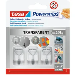 tesa Klebehaken Powerstrips, 3,5 x 6,0 cm, transparent