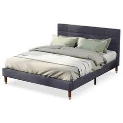 Polsterbett 140x200 cm mit Lattenrost – Ergonomische 7-Zonen-Orthopädische Unterstützung und klassisches Design Grau
