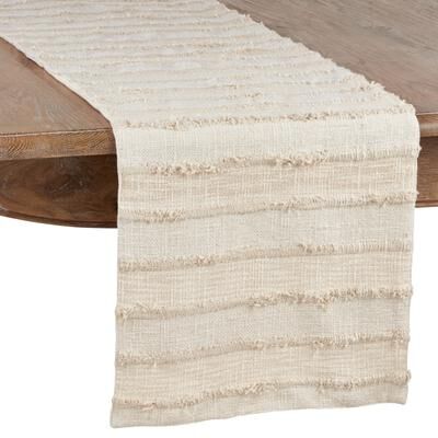 Saro Lifestyle Table Runner With Fringe Stripe Design