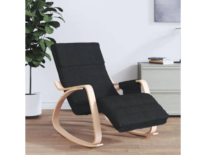 NLQMSU Schaukelstuhl, Stoff, Schwarz Massives Birkenholz, gepolsterter Sitz, max. 110 kg, für Wohnzimmer und Schlafzimmer
