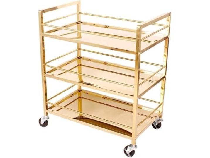 DFHetFH Rollwagen 3-stufiger Metallwagen, Bar-Servierwagen, Servierwagen Für Tee, Küchenwagen Mit Rädern Für Die Küche Küchenwagen