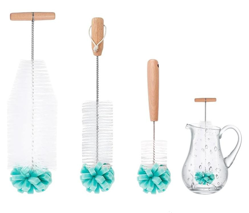 Dripio Flessenborstel set van 3 stuks, 35 cm, krasbestendig, geschikt voor SodaStream glazen flessen
