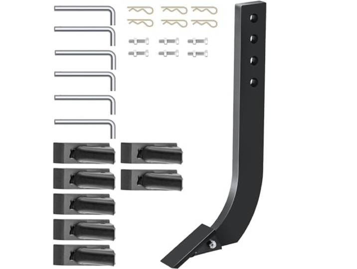VEVOR Tige de labourage de lame de caisson 464 x 209 mm tige de grattoir de scarificateur 6 pièces tige de ripper 4 trous avec dents et broches coniques amovibles pour remplacement\, creuser\, labourer