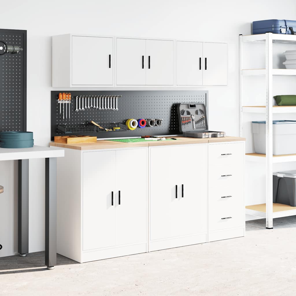 vidaXL Armoire murale de garage blanc bois d'ingénierie