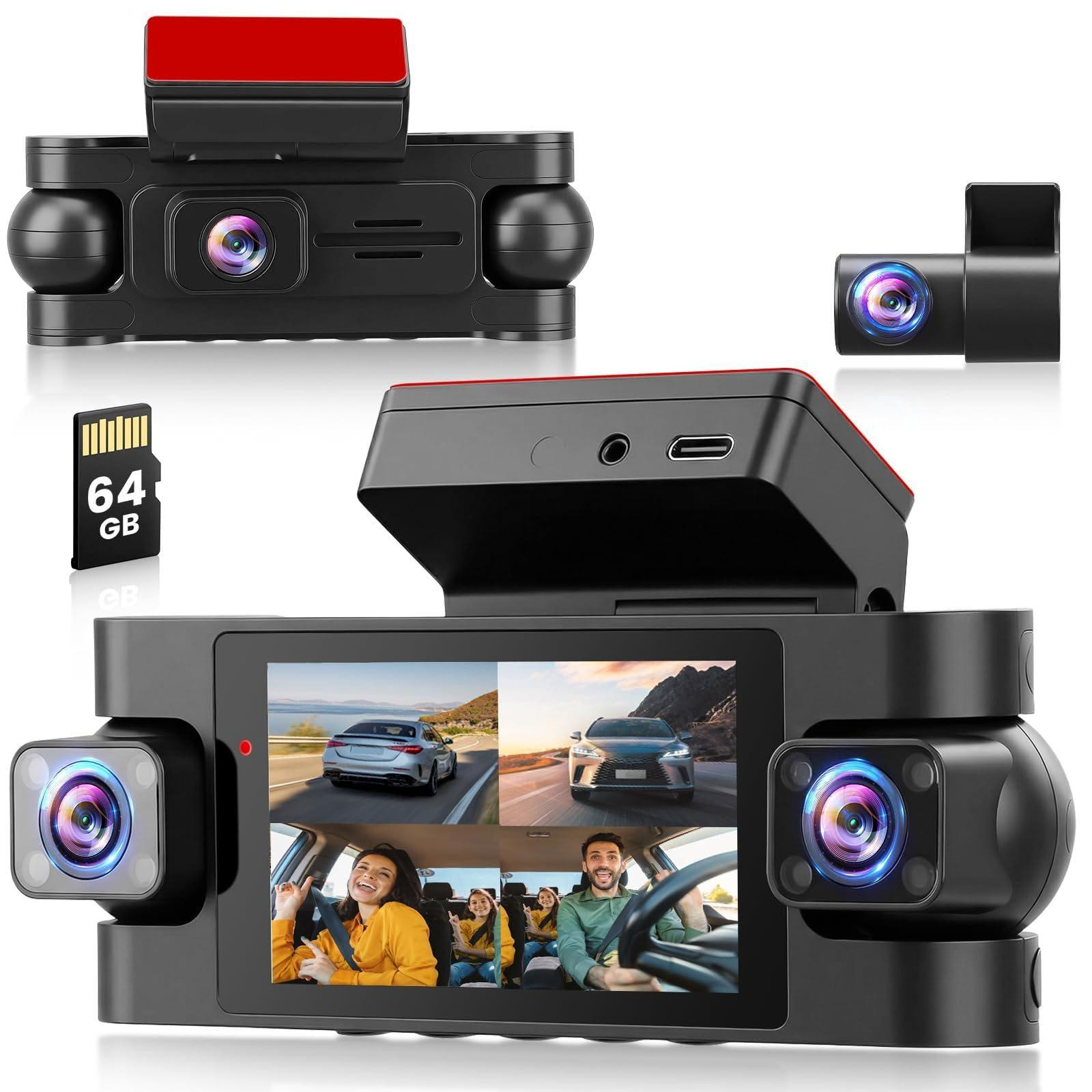 Selius 4-kanaals dashcam voor voor en achter, 2K auto dashcam met 5G wifi