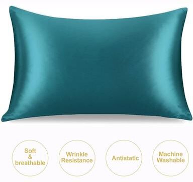 Uplifted Finds JuwenSilk Mulberry Satin Pillowcase And Nocturnal Recovery Interface teal standard 50 X 66 Cm