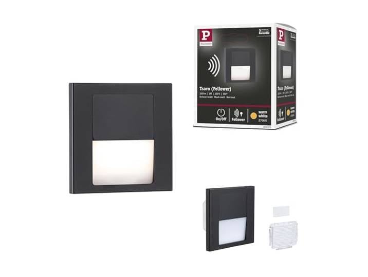 Paulmann 80001 Encastré mural LED Tsaro carré 80x36mm 1W 80lm 230V 2700K Noir