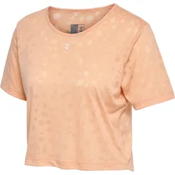 HUMMEL hmlMT IRIS BURNOUT CROP T-SHIRT almost apricot XL