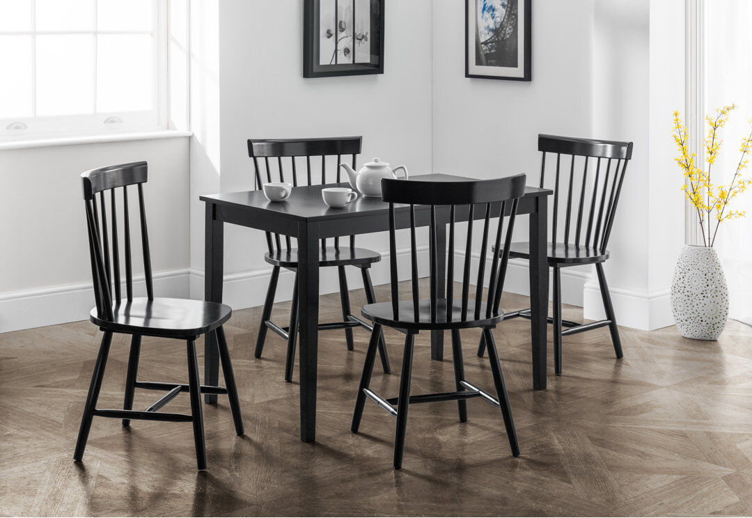 Brayden Studio Darielle Rubberwood Rectangular Dining Table Satin Black