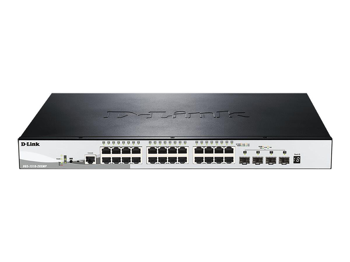 D-Link DGS-1510-28XMP/E, 28-Port Smart Managed PoE+ Gigabit Stack Switch