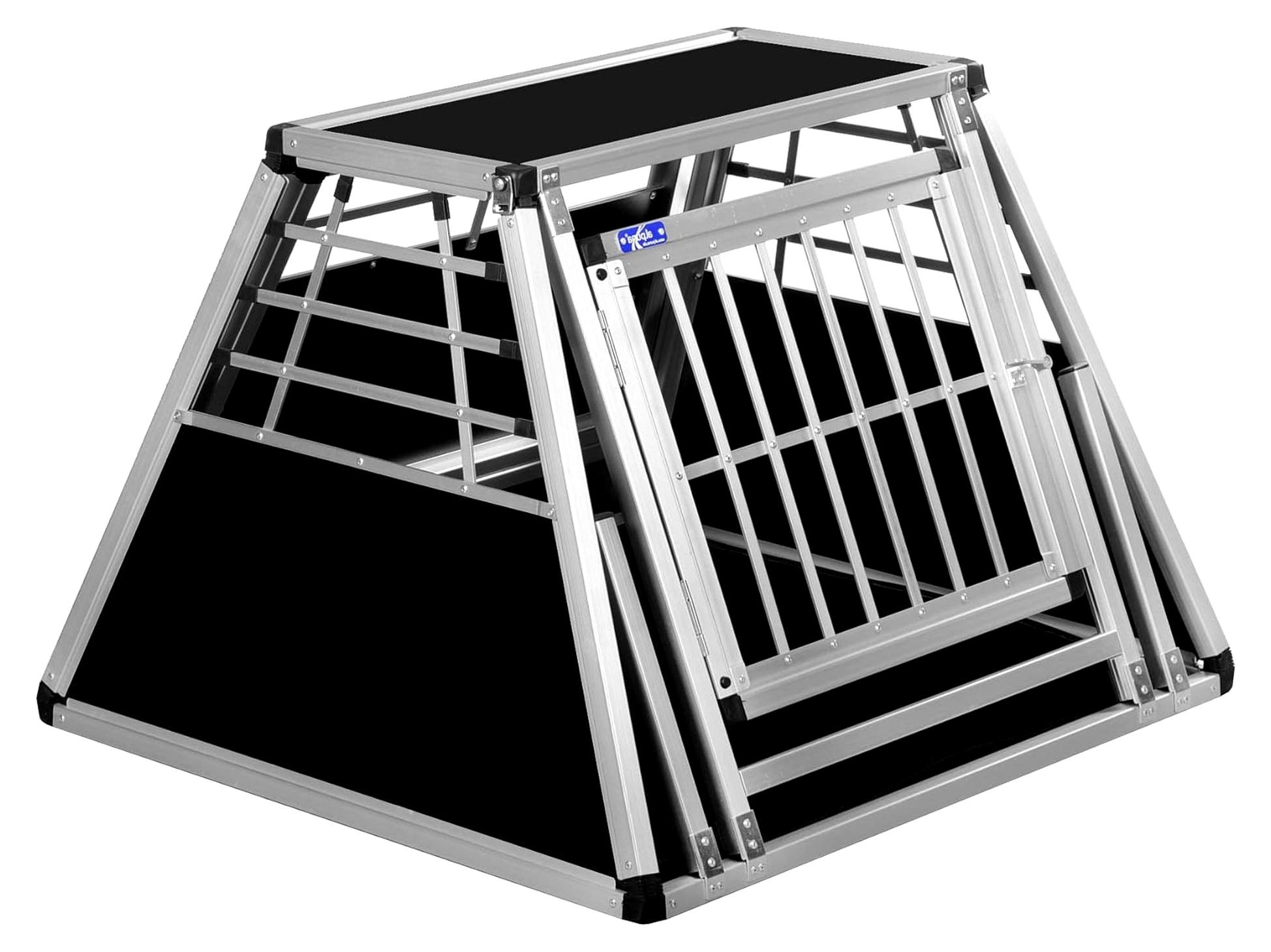 Transportbox N29 - Aluminium Hundebox 85×88×61,5 cm - Hundetransportbox für das Auto mit Notausstieg, sicherer Transport im Kofferraum mit Stoßstangenschutz
