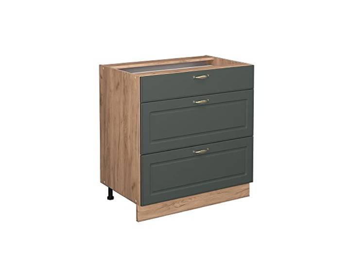 Vicco Küchenunterschrank Fame-Line, Grün-Gold Landhaus/Goldkraft Eiche 80 cm