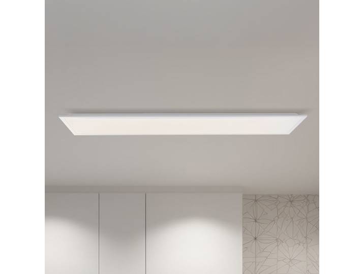 Plafonnier LED 120 x 5cm Blanc/Blanc Aluminium verni Plastique ABS LED Module LED