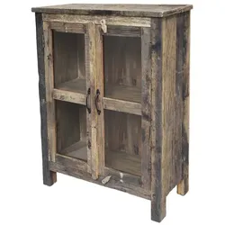 Chic Antique Grimaud Schrank mit Glastüren, 100x75x35 cm, natur