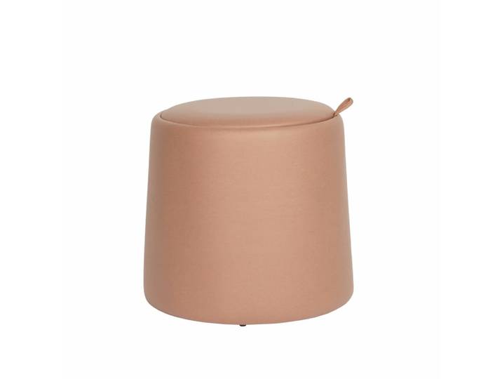 Pouf de rangement rond en similicuir rose 42x45x45