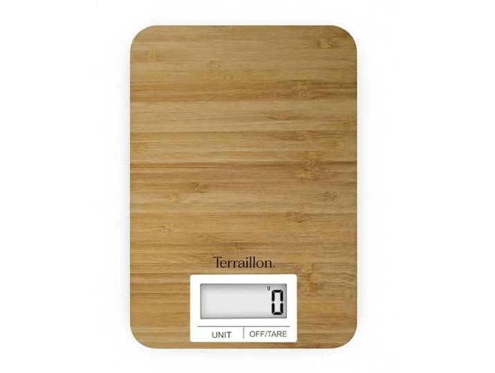 TERRAILLON - BAMBOO - Balance de cuisine électronique en Bambou Naturel - Ecran LCD rétro-éclairé\, Capacité 3 kg\, Graduation 1g\, Tare\, Conversion liquides\, Bambou