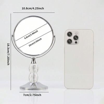 Fusion Finds Crystal Handle Makeup Mirror With 360 Rotating Double Sided Vanity Mirror Stand circular 2