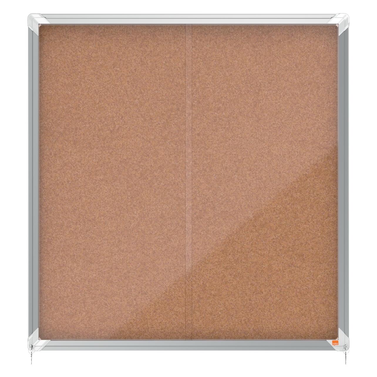 Nobo Schaukasten Schiebetür Kork-Rueckwand 12 x DIN A4 für Innenbereich (Pinnwand, 104 x 104 cm) (1902574)