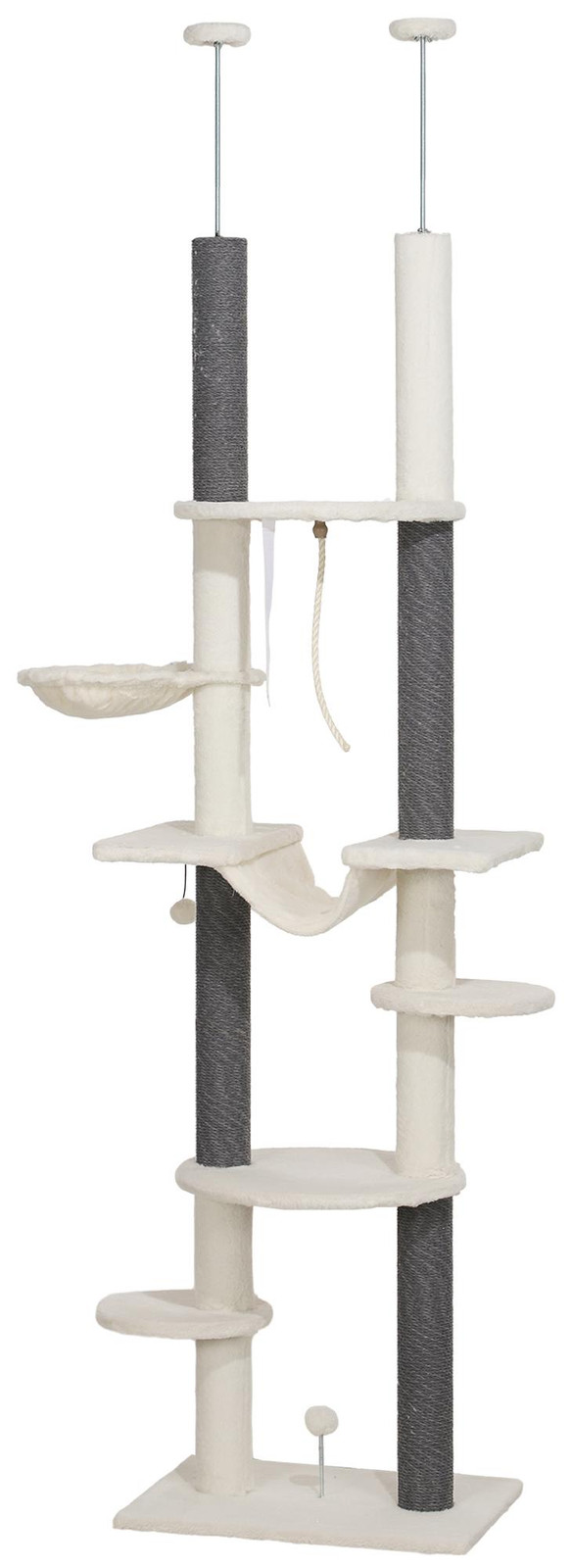 PawHut Kattenkrabboom met hangmatten, Hoogte: 225-255 cm