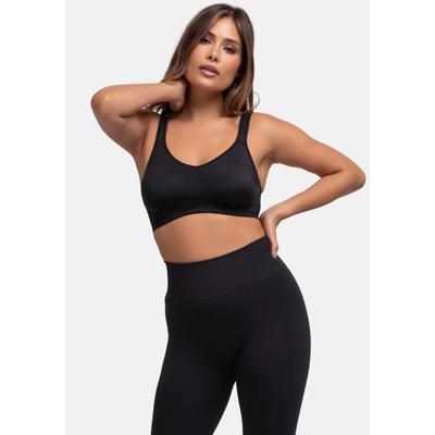 Sport-BH DORINA "FLEX", Damen, Gr. 80, Cup D, schwarz, Obermaterial: 75% Polyamid, 15% Polyester, 10% Elasthan, unifarben, bequem, BHs Sport-BH, mit atmungsaktiven Mesh-Trägern