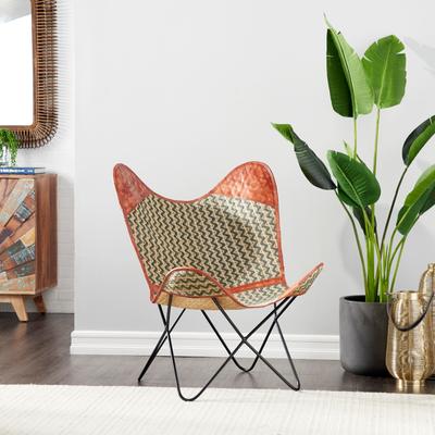 ARCILLA ELEMENTAL Fancy Metal Real Leather Hair Chair