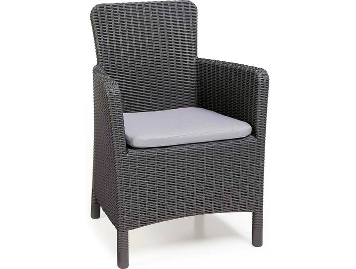 Allibert Fauteuil de dinette TRENTON en aspect tressé\, graphite avec coussin d'assise