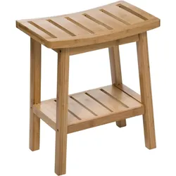WellHome - Japanischer Hocker Harmony aus Bambus im Zen-Stil, 46 x 39 x 25 cm