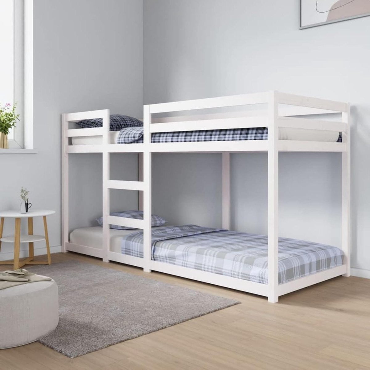 Houten Stapelbed van Massief Vurenhout voor Kinderkamers - Wit - 80 x 200 cm