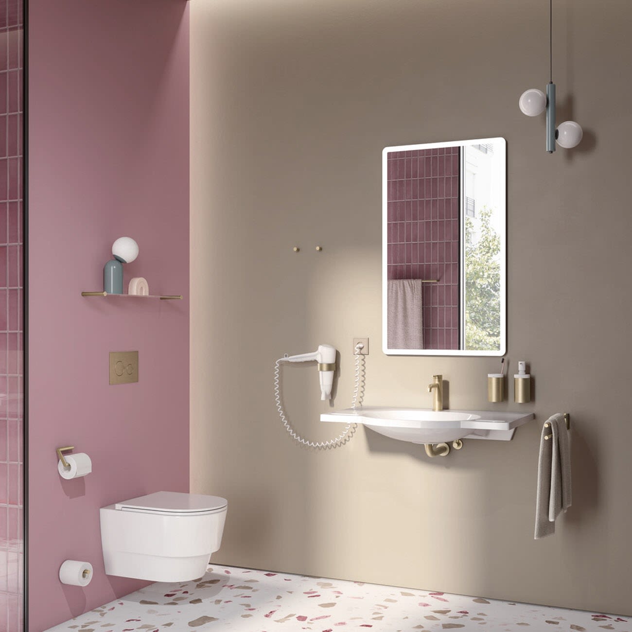 HEWI System 900 Föhnhalter, Accessoires, 900.00.00070 LP, messing gebürstet