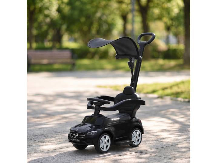AIYAPLAY Porteur Enfant Mercedes 3en1 Garde-Corps Rangement Noir