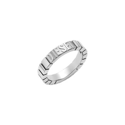 Fingerring DIESEL "Schmuck Geschenk Edelstahl DIESEL FONT" Gr. 19, silber (edelstahlfarben), Fingerringe, Damen, 19, Edelstahl, 4,5mm, Fingerring