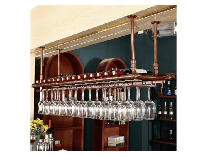 Hängende Weinregale, Deckenregal, Weinregal für Zuhause, Restaurant, Bars Wandmontiertes Weinglasregal für Flaschen, schwimmender Weinhalter, Flaschen-Display-Lagerregal(100x30cm)