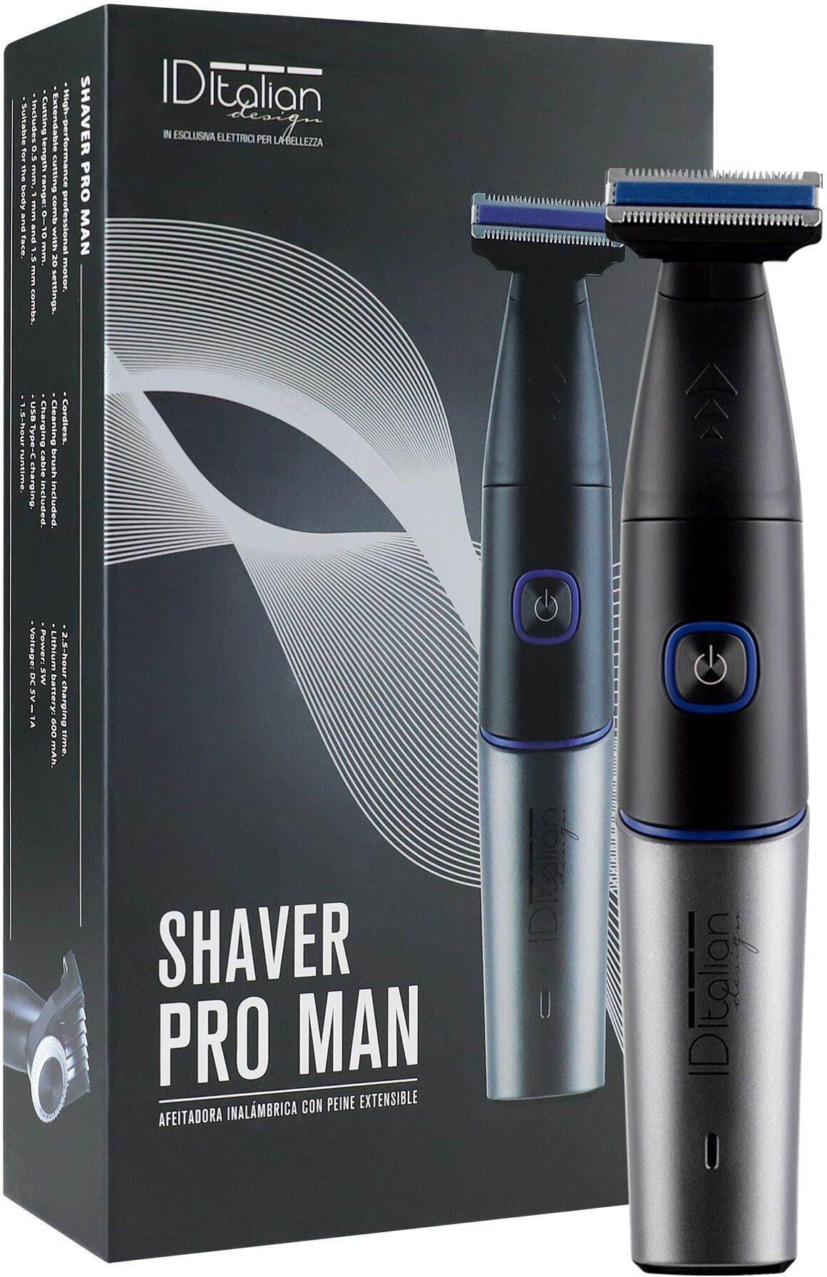 Italian Design Shaver Pro Man Rasierer   schwarz/silber - Refurbished