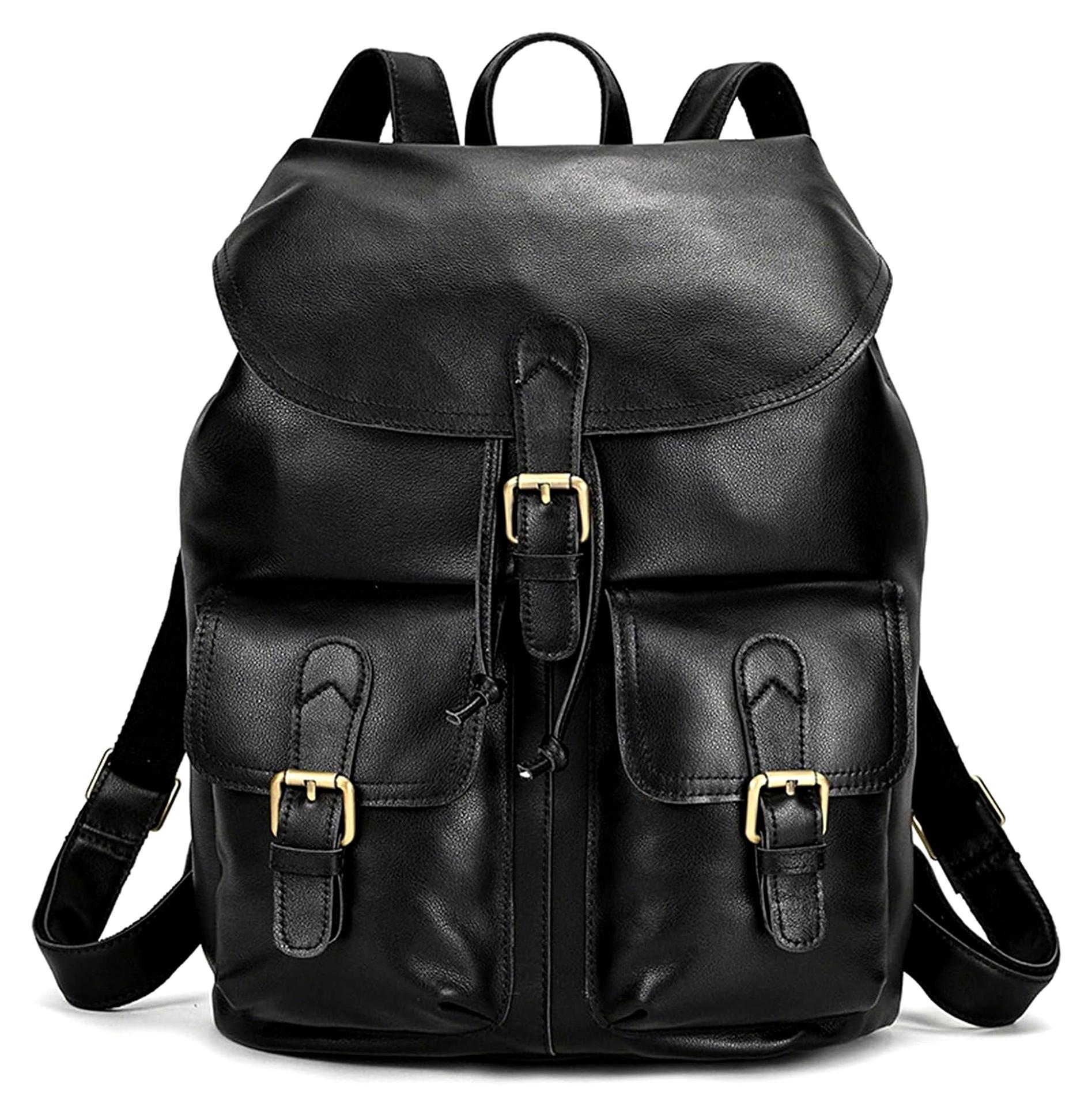 Vintage-Lederrucksack und Umhängetasche für Herren, Reisetasche für Camping, Aktivitäten im Freien und Sport, Schwarz - 41x30x16cm