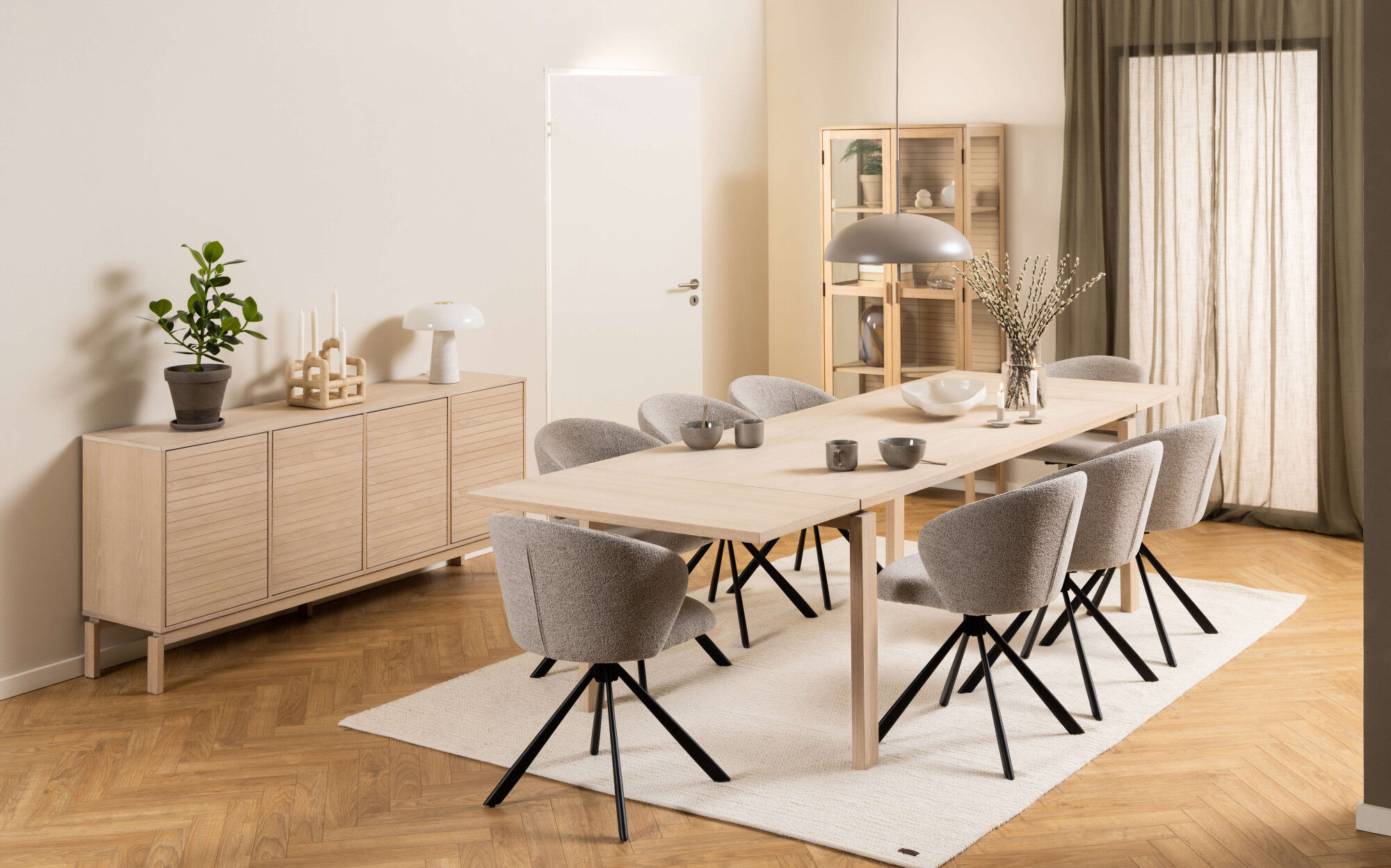 Esstisch ACTONA GROUP "Linley Tisch", weiss (weiß pigmentiert eiche), B:200cm H:75cm T:100cm, Tische, Esstisch, Eichenfurnier geölt, Ausziehplatte vorbereitet, B: 200 cm weiß pigmentiert eiche B/H/T: 200cm x 75cm x 100cm