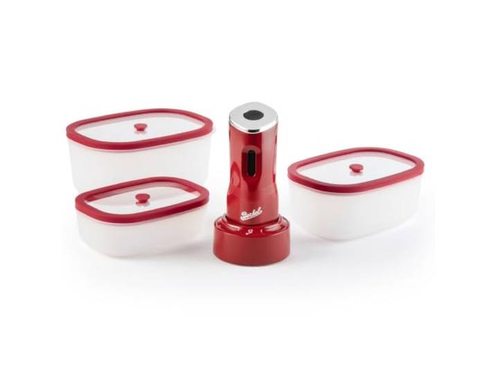 Berkel Icon Mini Vacuum Kit All in One – Mini Vakuumierer mit Vakuumpumpe, 3 Vakuumbehältern, 10 Vakuumbeuteln & Microfasertuch