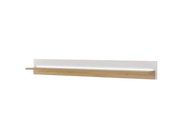 Regal Wandregal Wandboard 200 cm, weiß mit Eiche inkl LED Beleuchtung