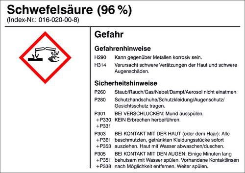 SafetyMarking 21.B1200.19 Gefahrstoffetikett G019 Schwefelsäure (96%) Folie selbstklebend (B x H) 105mm x 74mm 1St.