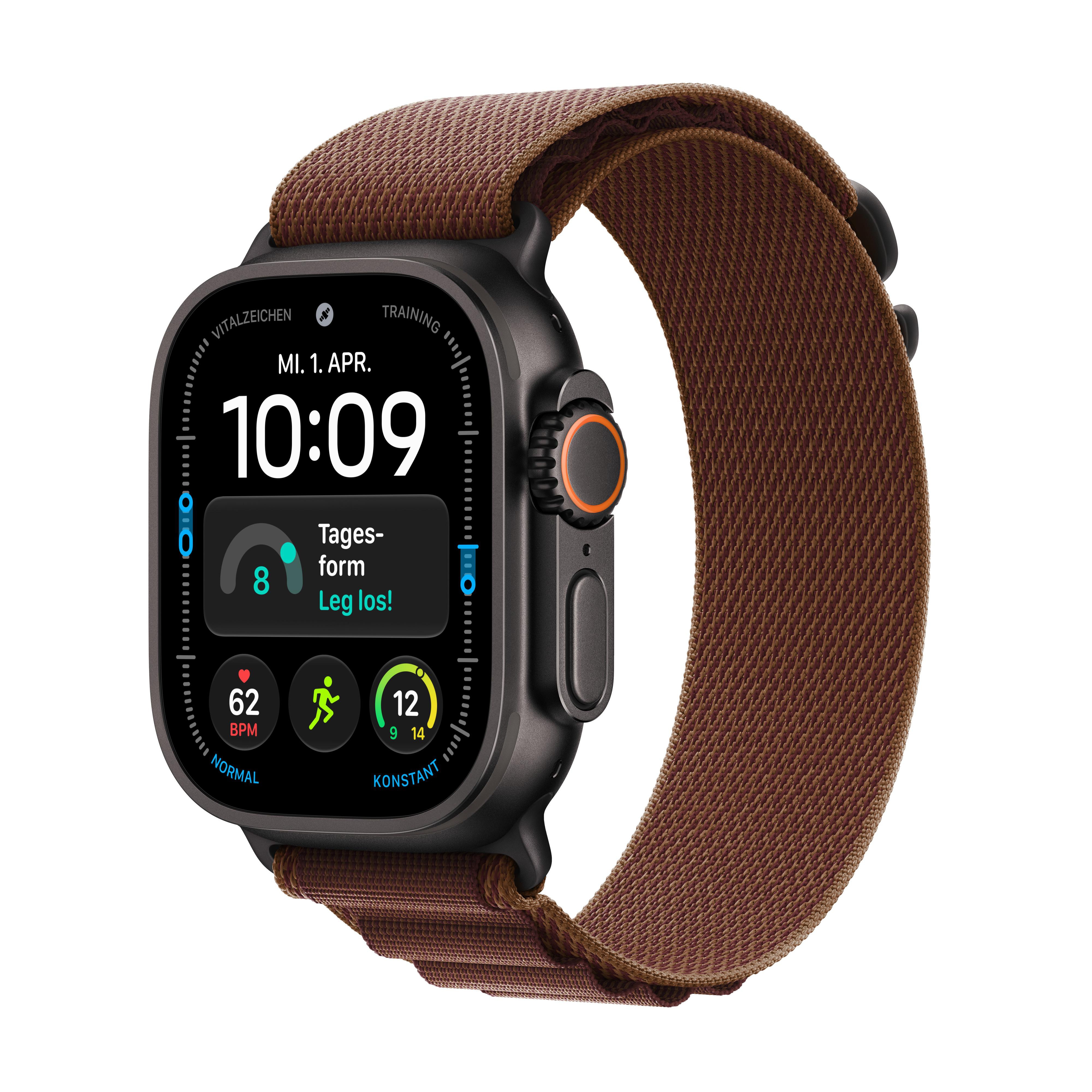 Apple Watch Ultra 4 GPS + Cellular 49mm Black Titanium Gehäuse mit Burgundy Alpine Loop - L