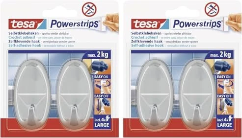 Tesa Powerstrips Haken Large Oval, chrom