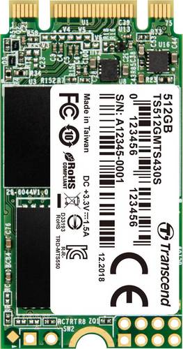 Transcend 430S 512 GB Interne M.2 SATA SSD 2242 M.2 SATA 6 Gb/s Retail TS512GMTS430S