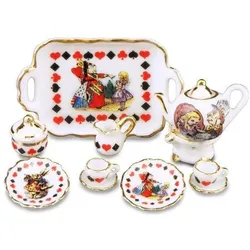 Reutter, Miniaturen, Kaffeeservice mit Tablett, Alice im Wunderland