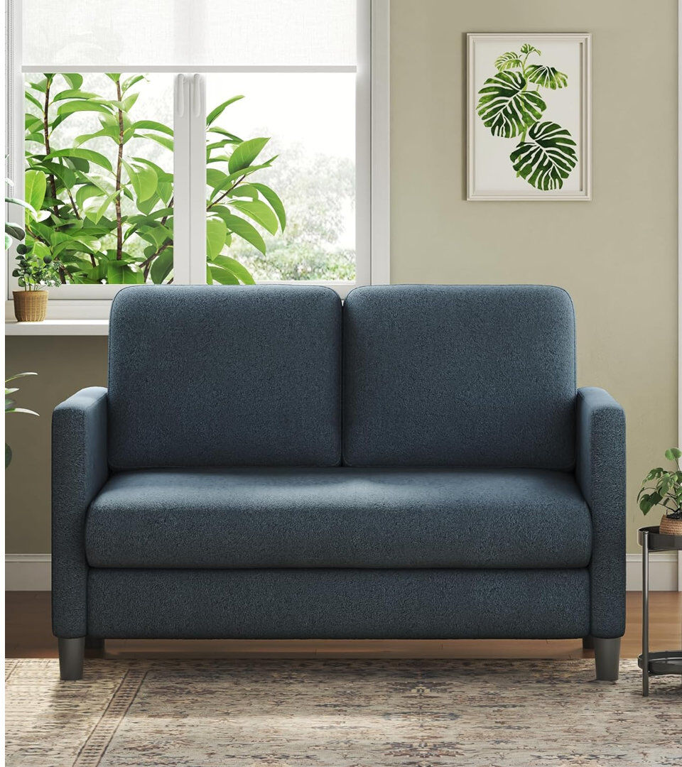17 Stories Oliff 2 Seater Teddy Loveseat Blue Teddy Fleece 228.6cm H X 327.66cm W X 198.12cm D