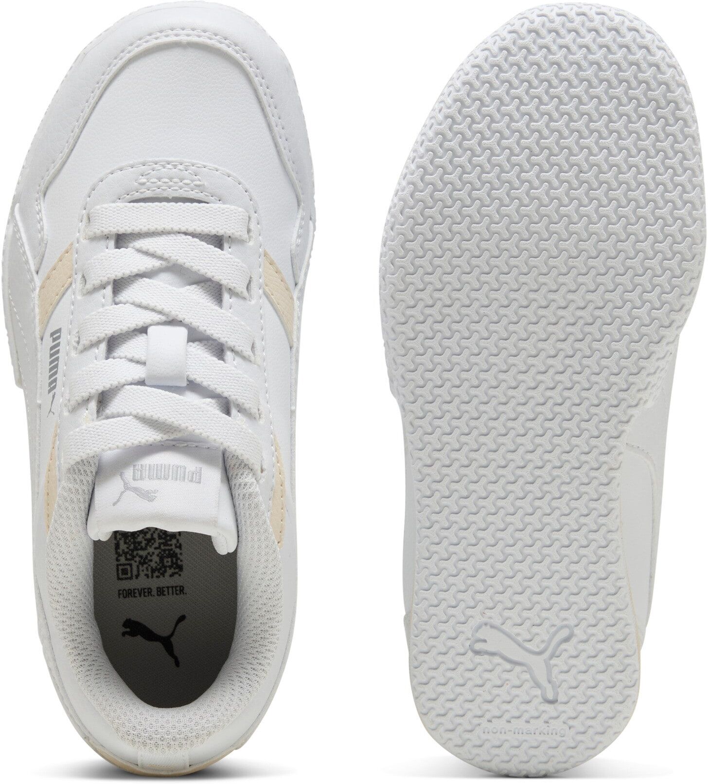 Sneaker PUMA "BELLA DONNA SL AC PS", Mädchen, Gr. 33, Textil, silber (puma weiß, puma weiß, puma silber), Synthetik, Schuhe Sneaker puma weiß, puma weiß, puma silber 33, Textil