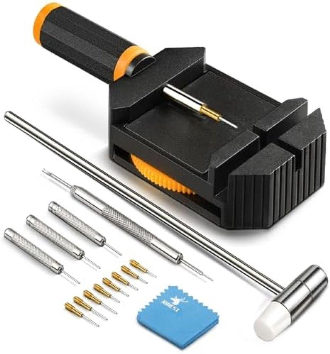 PromoHome® Reparatieset voor horlogebanden – Complete 14-delige gereedschapset, oranje/zilver/zwart