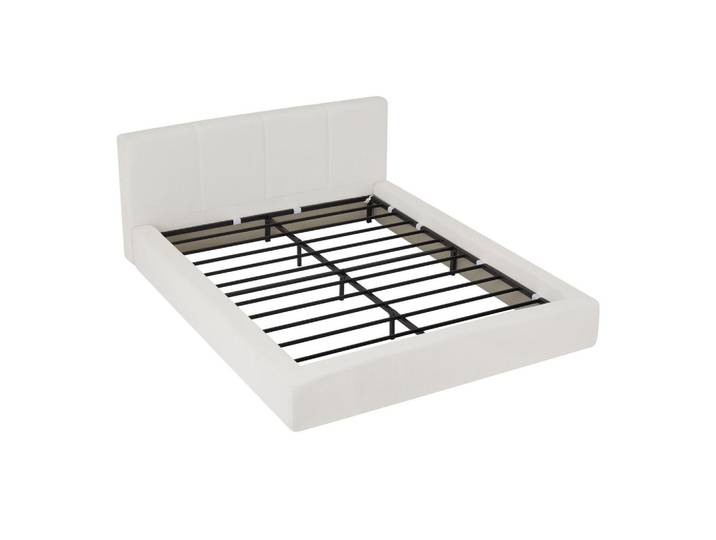 Lvhom Polsterbett 140/200, komprimiert verpackt, Chenille, Metall Bettgestell, Cremeweiß, 140x200 cm, Schlafzimmer, Betten, Polsterbetten